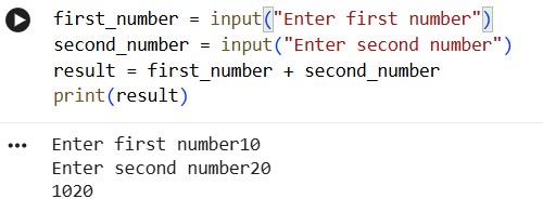 Program run showing wrong output 1020 instead of 30